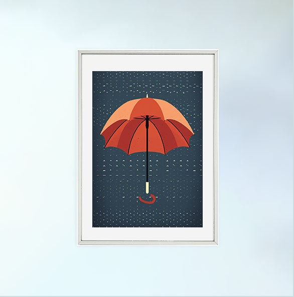 傘のアートポスター銀フレームあり