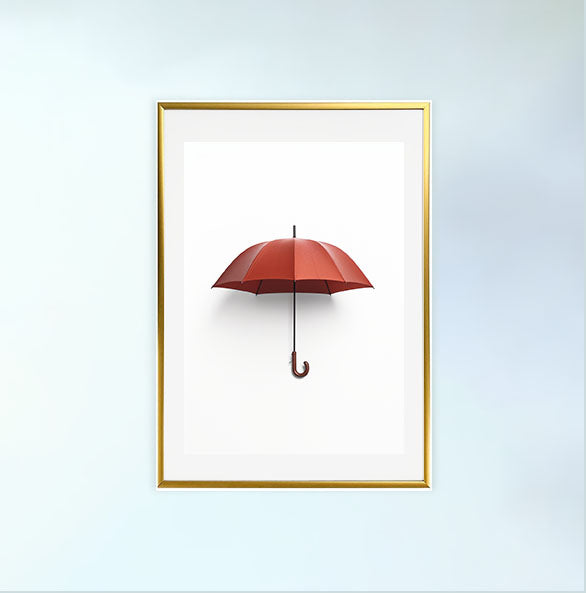 傘のアートポスター金フレームあり