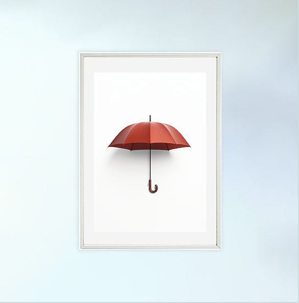 傘のアートポスター白フレームあり