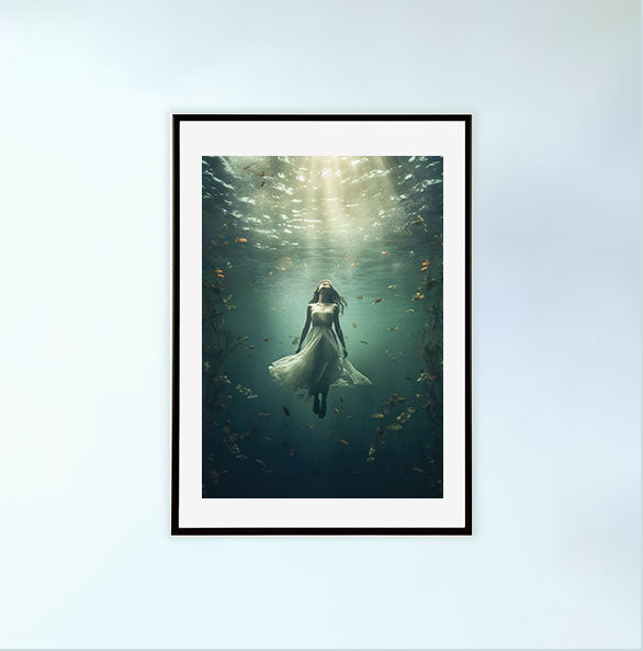 水中写真のアートポスター黒フレームあり