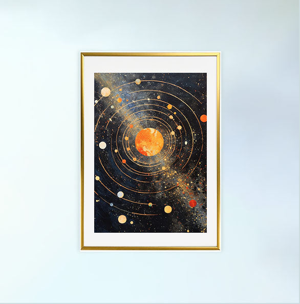 宇宙のアートポスター金フレームあり