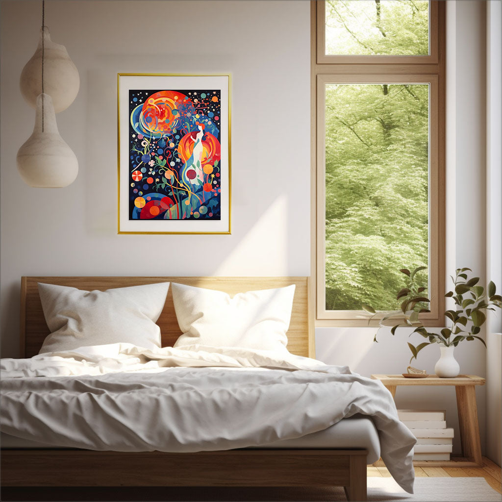 宇宙のアートポスター寝室配置イメージ