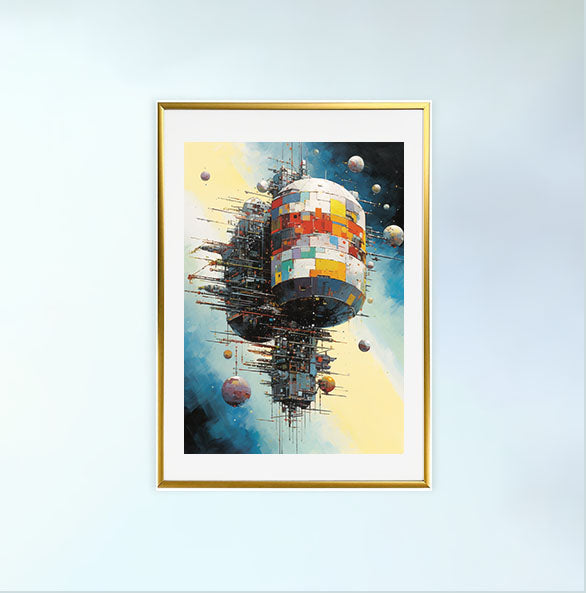 宇宙のアートポスター金フレームあり