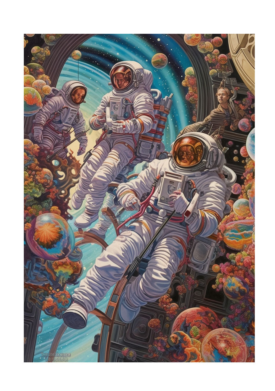 本店座っている宇宙飛行士 ポスター 約20 x 25 cm B5サイズ 癒し その他