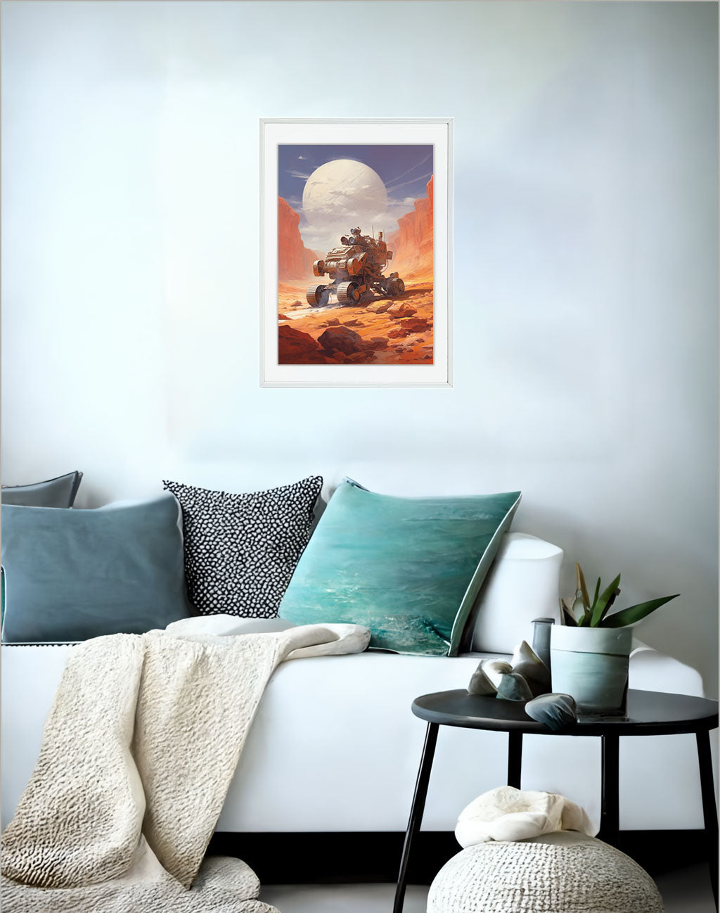 宇宙のアートポスターソファ配置イメージ