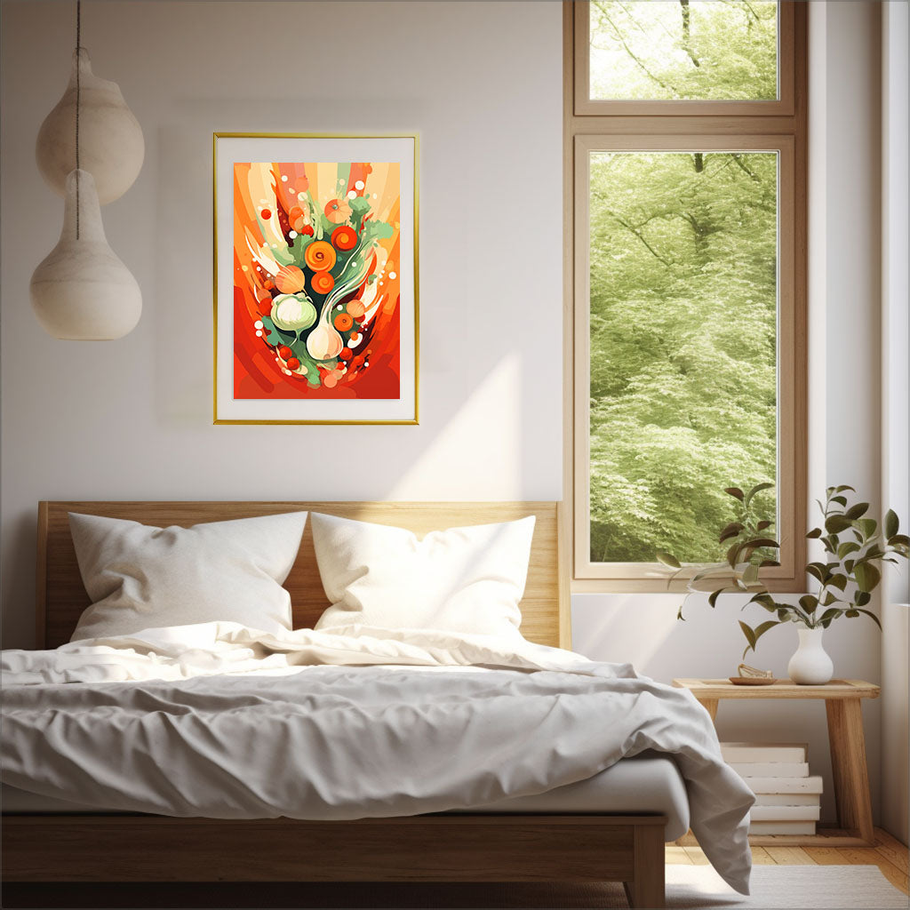 野菜のアートポスター寝室配置イメージ