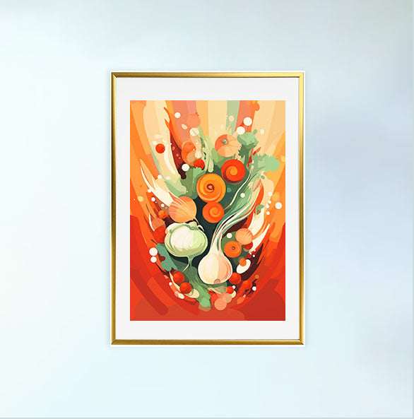野菜のアートポスター金フレームあり