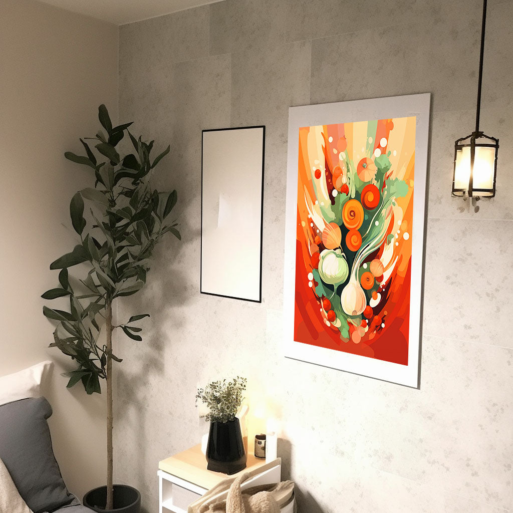 野菜のアートポスター廊下配置イメージ