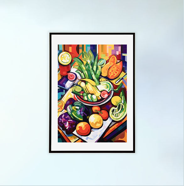 野菜のアートポスター黒フレームあり