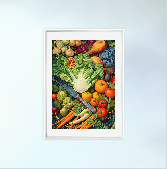 野菜のアートポスター白フレームあり