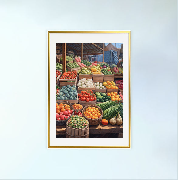 野菜のアートポスター金フレームあり