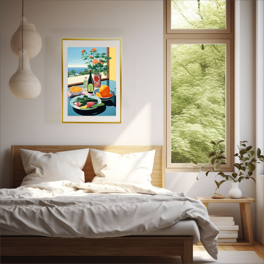 野菜のアートポスター寝室配置イメージ