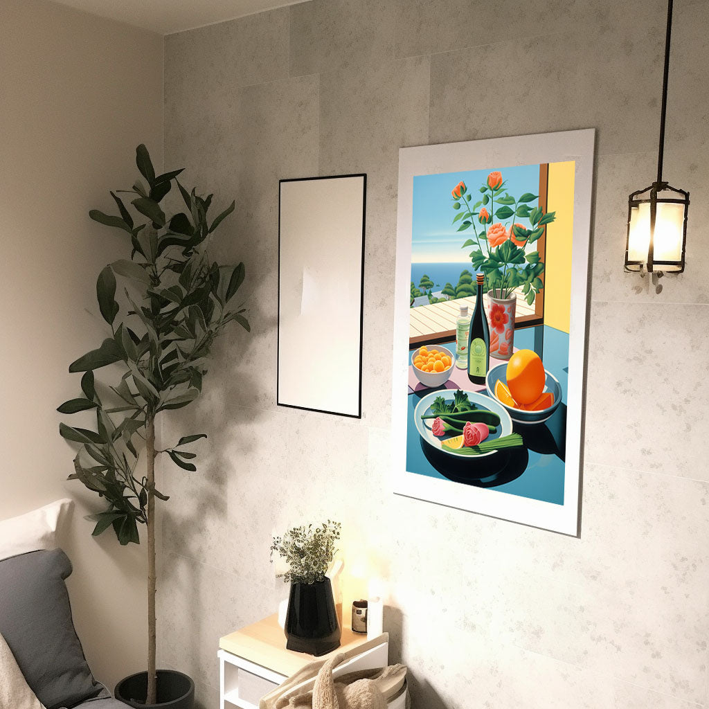 野菜のアートポスター廊下配置イメージ
