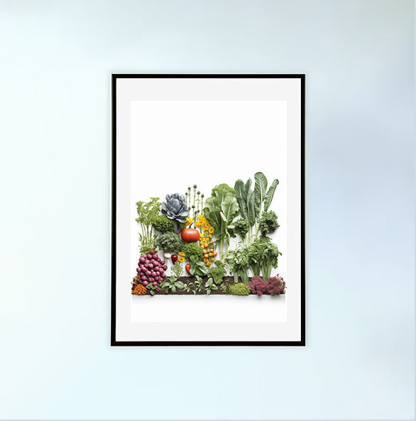 野菜畑のアートポスター黒フレームあり