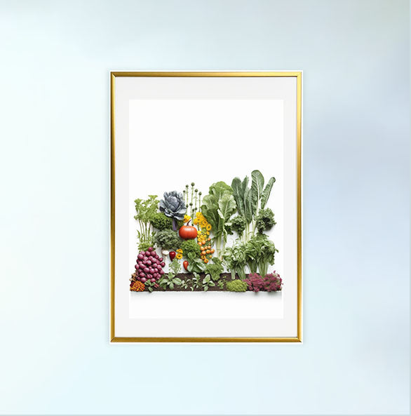 野菜畑のアートポスター金フレームあり