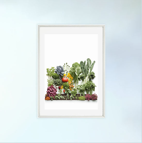 野菜畑のアートポスター白フレームあり