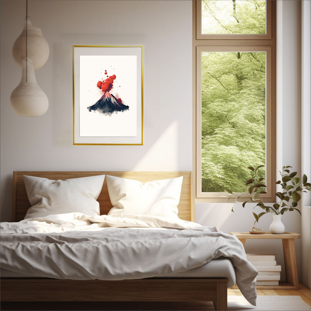 火山のアートポスター寝室配置イメージ