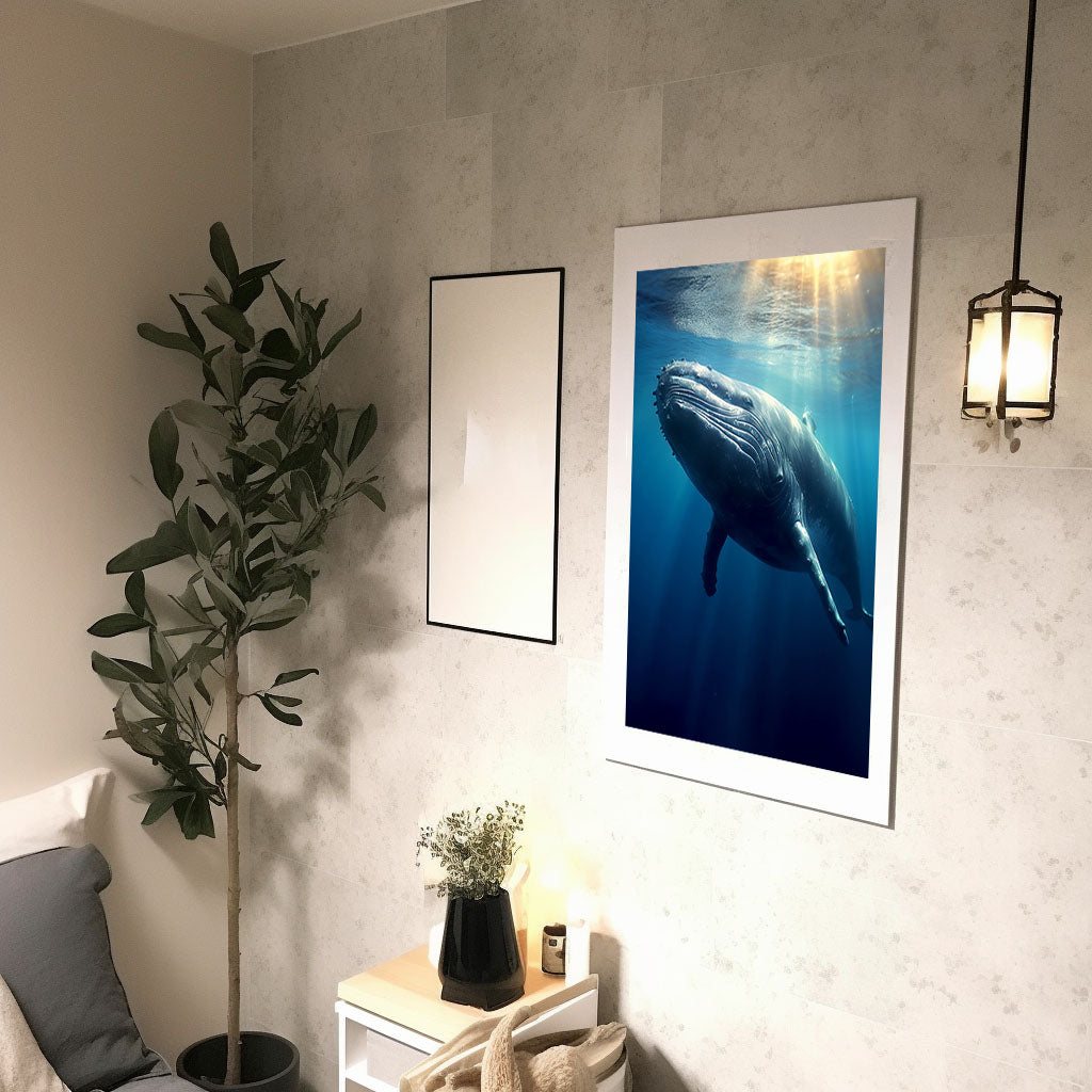 クジラのアートポスター廊下配置イメージ