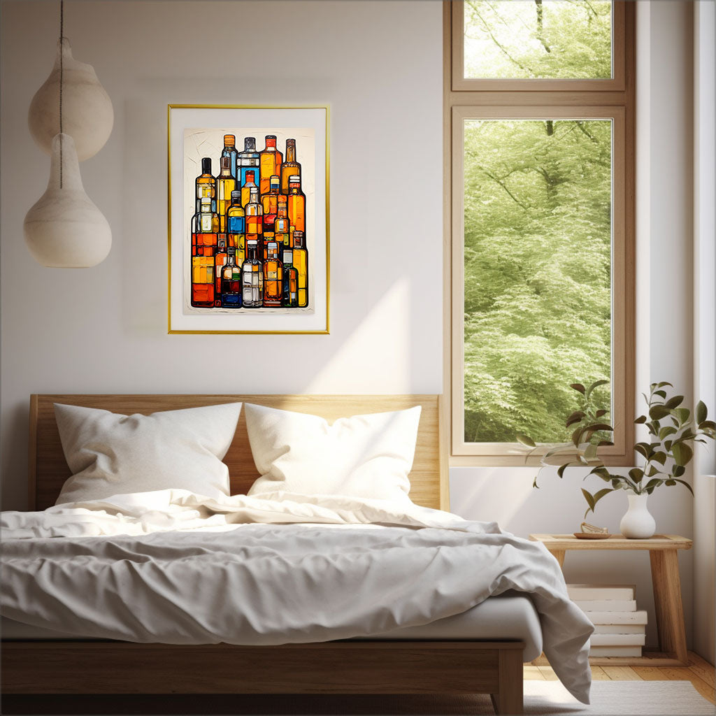 ウィスキーのアートポスター寝室配置イメージ