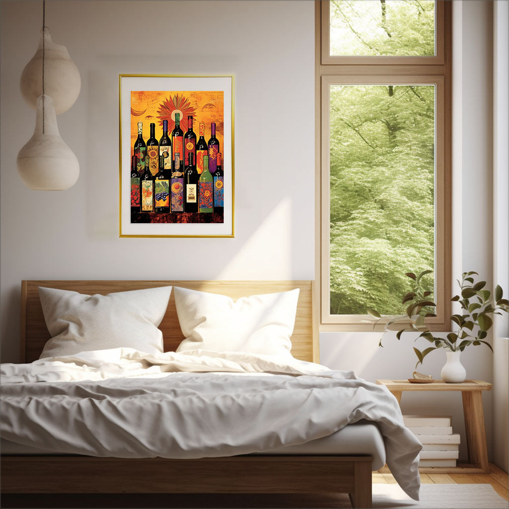 ワインのアートポスター寝室配置イメージ