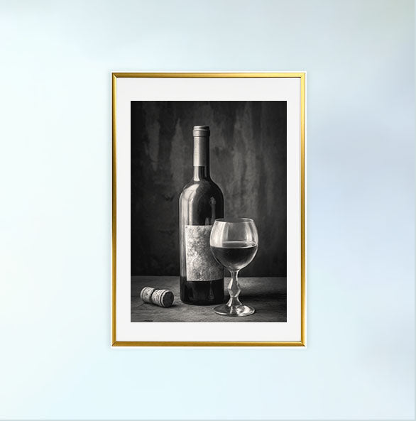 ワインのアートポスター金フレームあり