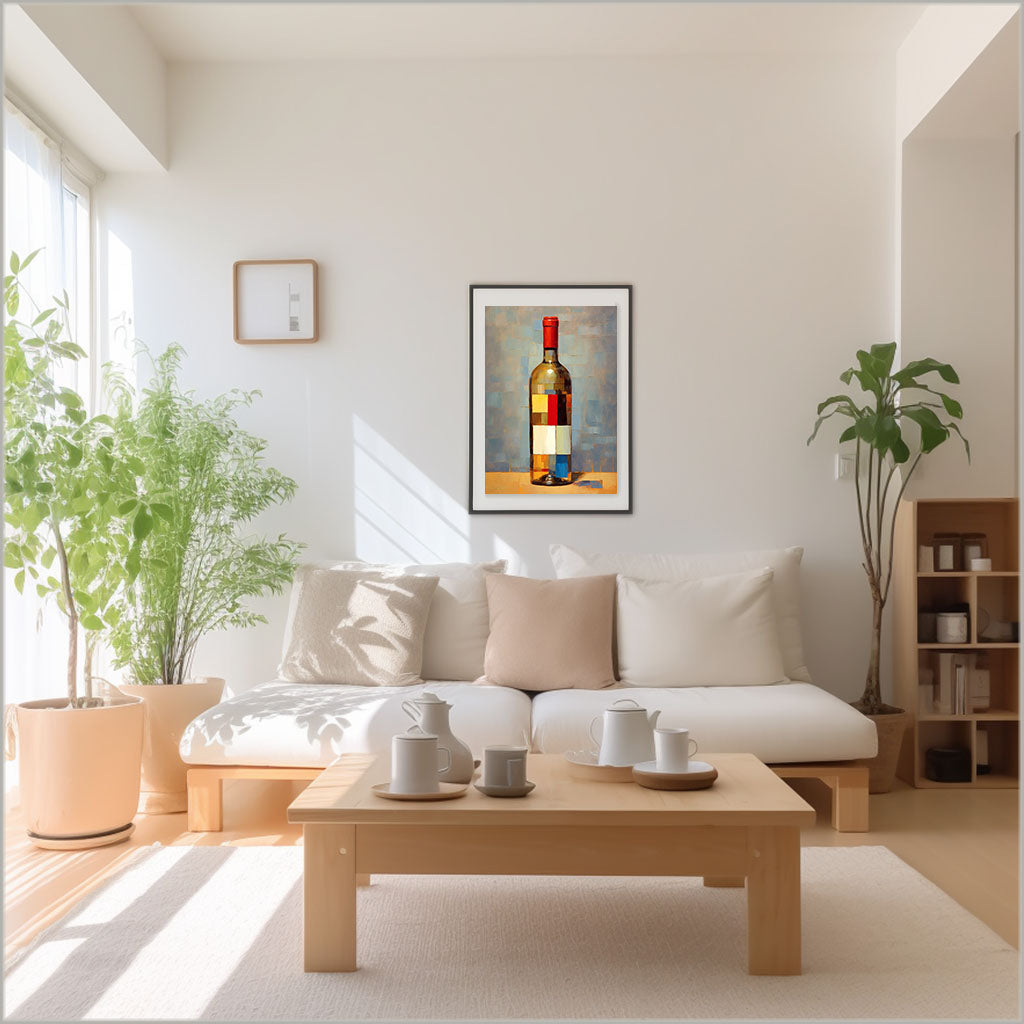 ワインのアートポスターリビング配置イメージ