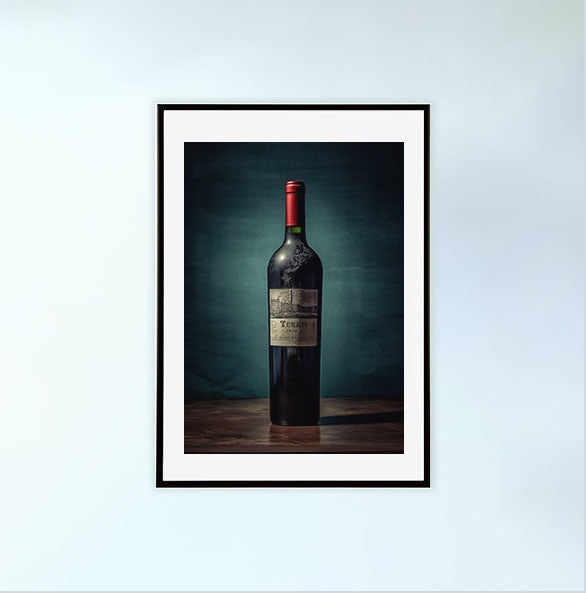 ワインボトルのアートポスター黒フレームあり