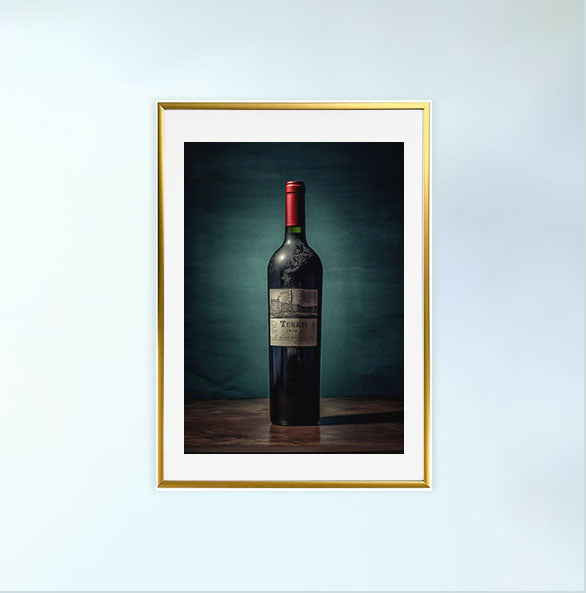 ワインボトルのアートポスター金フレームあり