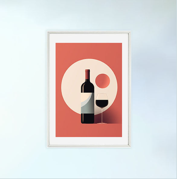 ワインのアートポスター白フレームあり