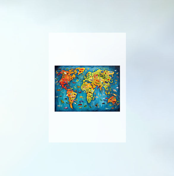 世界地図のアートポスター原画のみ設置イメージ