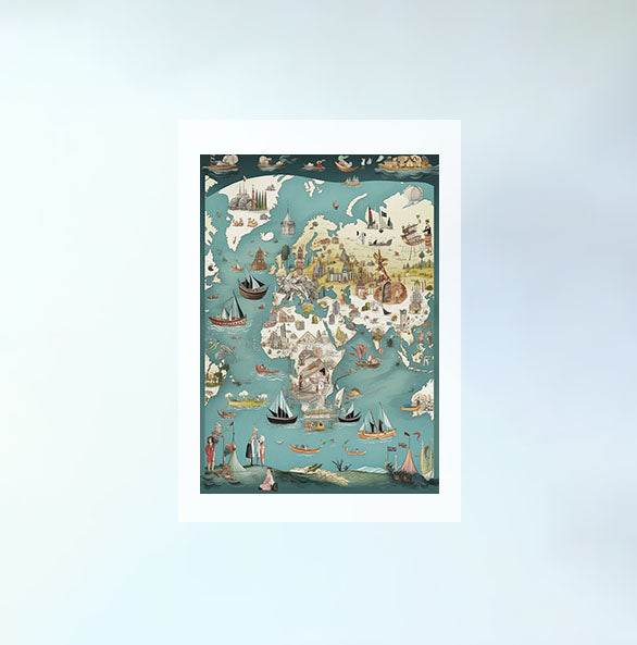 世界地図のアートポスター原画のみ設置イメージ