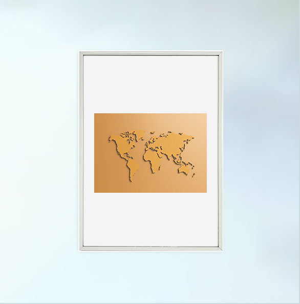 世界地図のアートポスター銀フレームあり