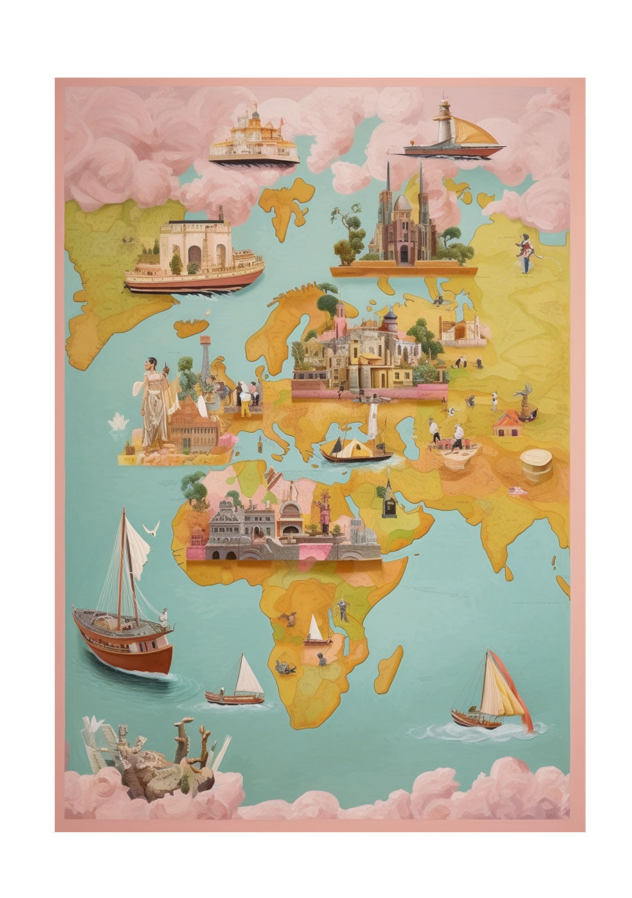 世界地図のアートポスター原画のみ