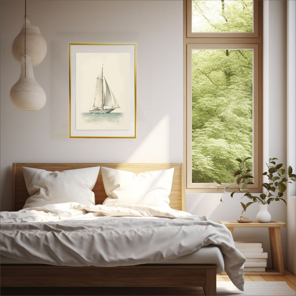ヨットのアートポスター寝室配置イメージ