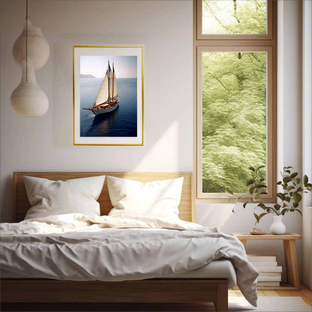 ヨットのアートポスター寝室配置イメージ
